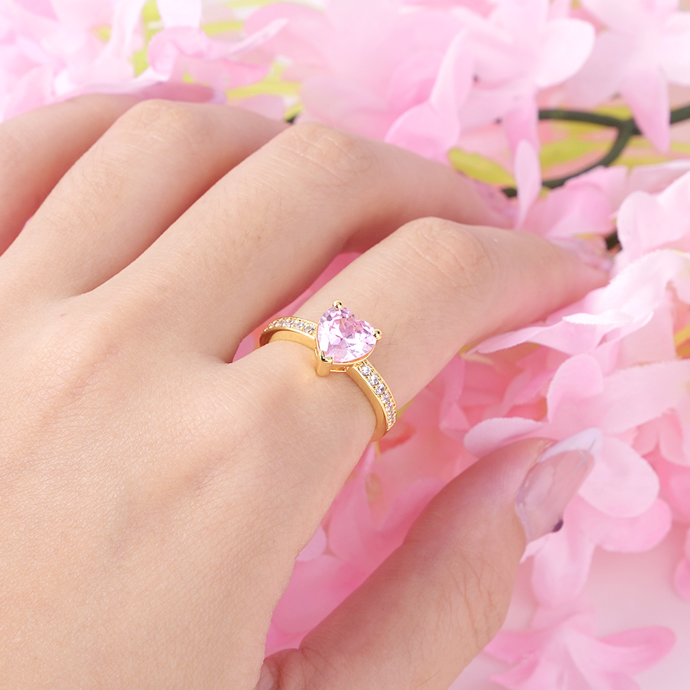 Custom Birthstone Crystal Heart Promise Ring Gifts For Women