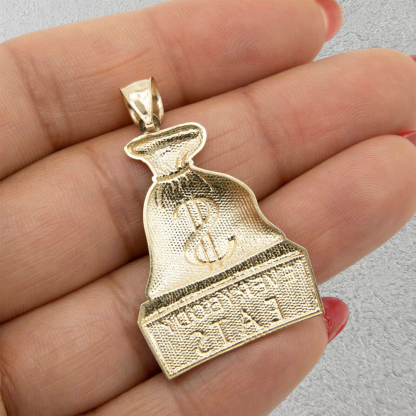 Diamond-Cut Everybody Eats Dollar Sign Money Bag Necklace