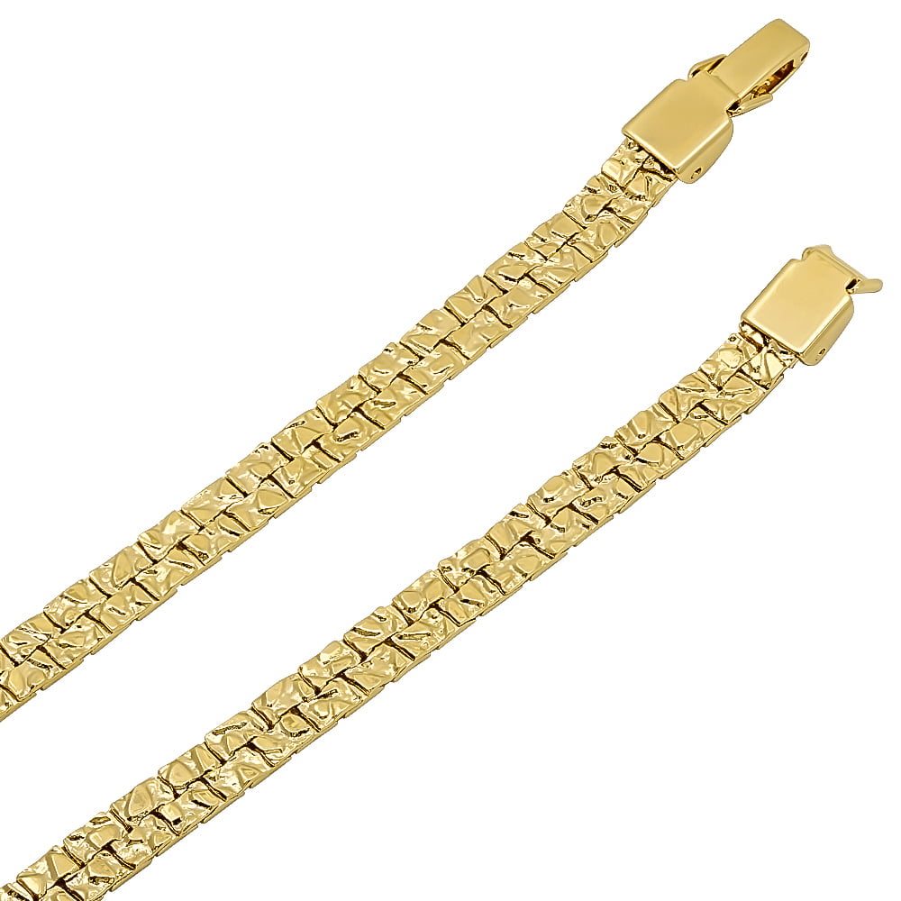 Gold Plated Nugget Chain Necklace 7mm Width