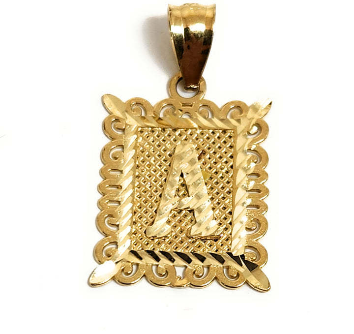 Nugget Style Square Custom Initial Pendant Necklace