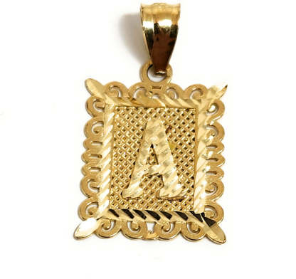 Nugget Style Square Custom Initial Pendant Necklace