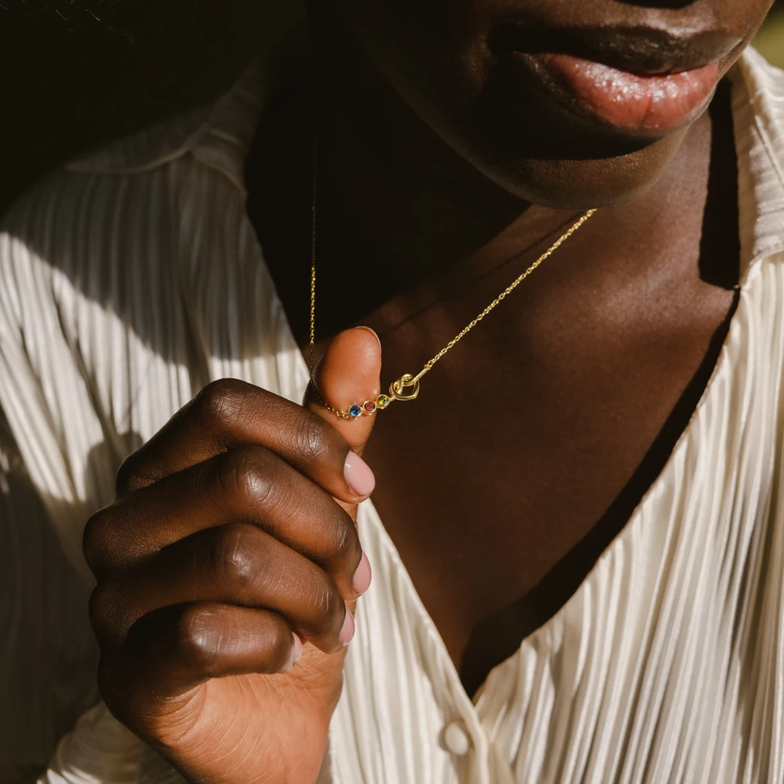 Personalized 1 to 4 Birthstones Necklace with Heart