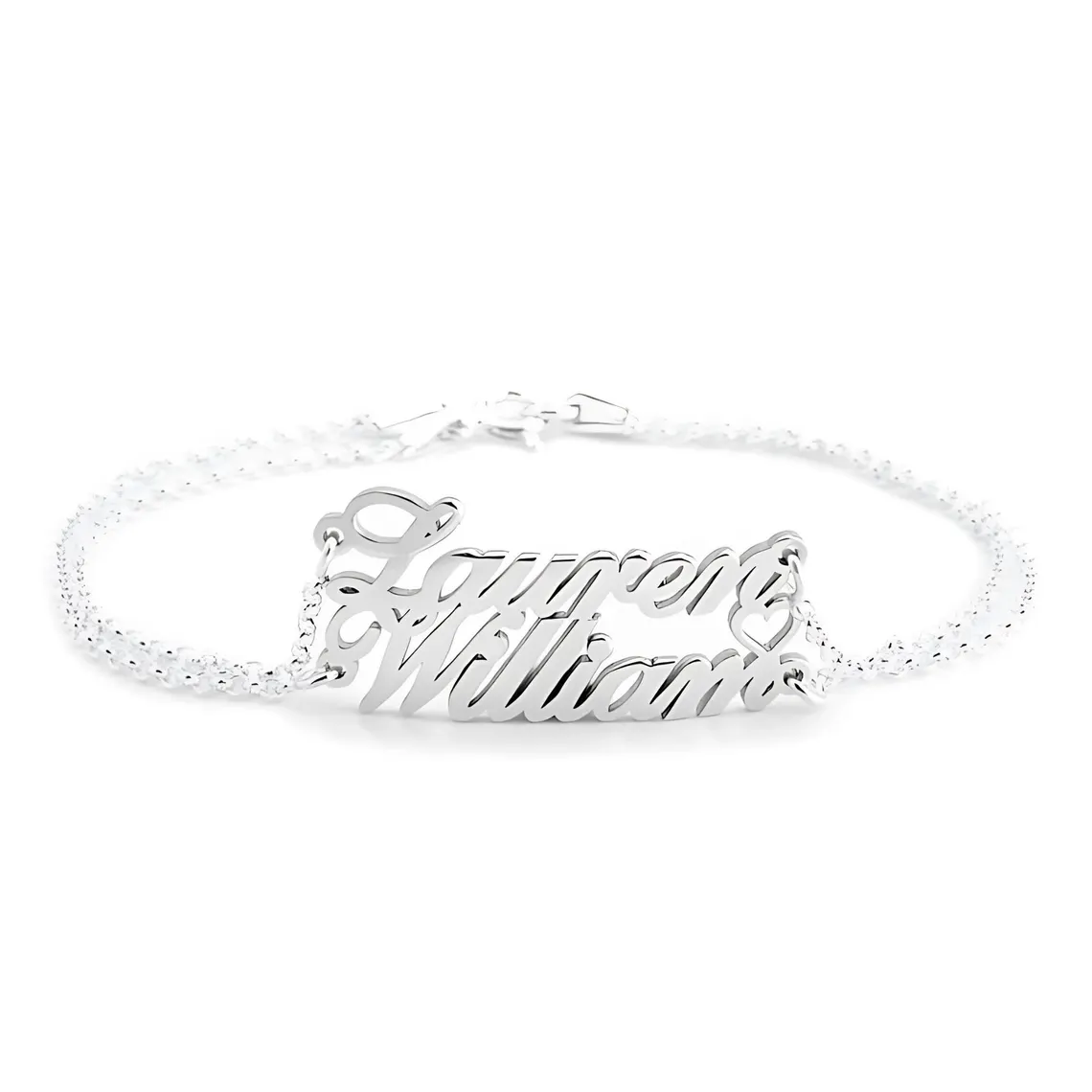 Double Layer Two Names with Heart Personalized Bracelet