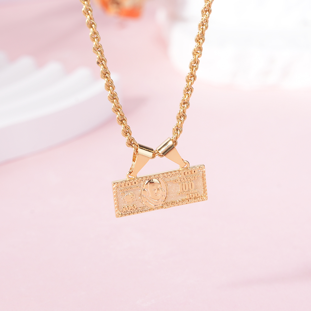 Hundred Dollar Bill Money Pendant Necklace