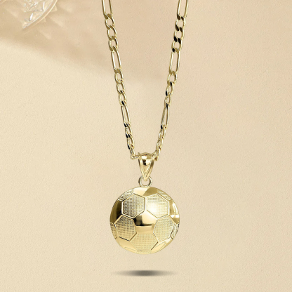 Gold Plated Soccer Ball Charm Pendant Necklace