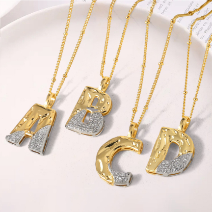Personalized Bubble Double Plated Letter Initial Necklace