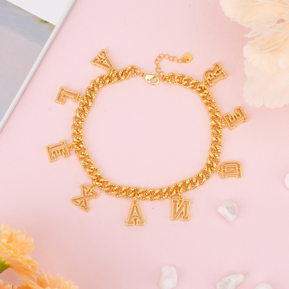 Cuban Chain Hollow Letter Personalized Name Bracelet