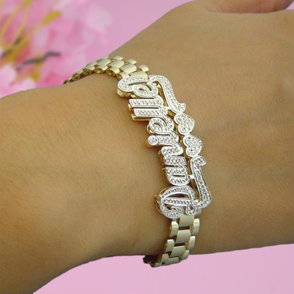 President Link Chain Bracelet Personalized Gold Plated Name Bracelet