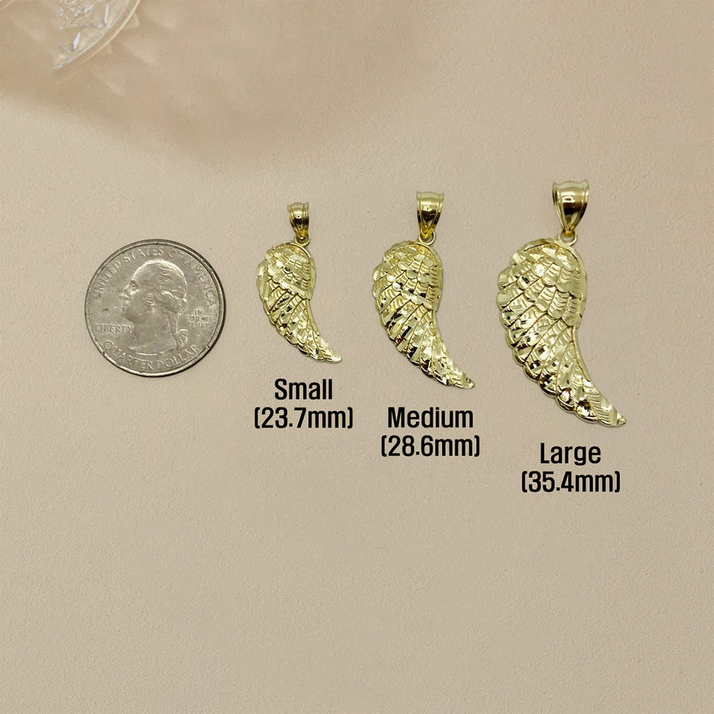 Gold Guardian Angel Wing Charm Pendant Necklacea