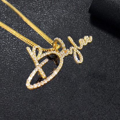 Bling Diamond Nameplate Pendant Personalized Gold Plated Name Necklace
