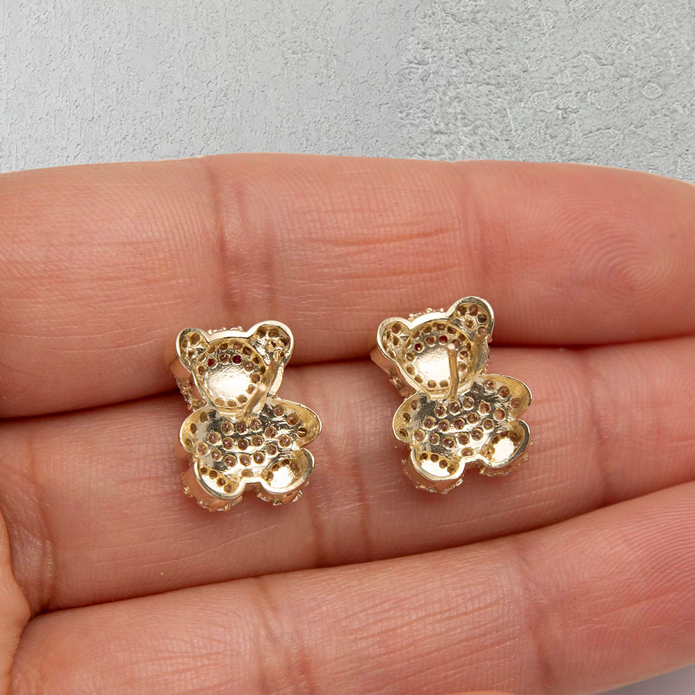 Teddy Bear Stud Earrings Gold Plated Earrings