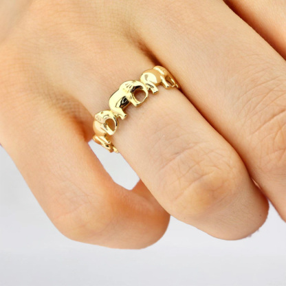 Elephant Ring Gold Plated Custom Engraved Ring
