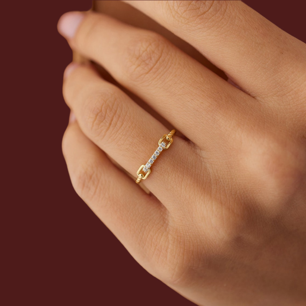 Micro Pave Diamonds Braid Stack Ring With Engraved Text