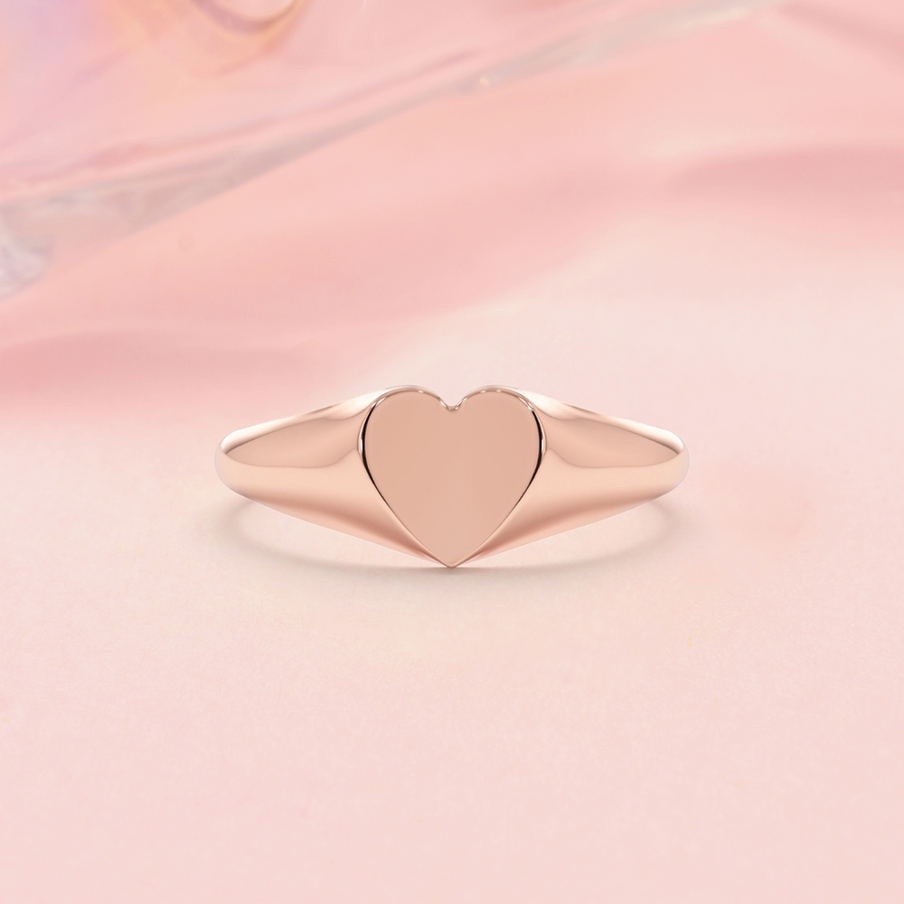 Heart Signet Ring Custom Engraved Ring