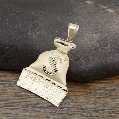 Diamond-Cut Everybody Eats Dollar Sign Money Bag Necklace