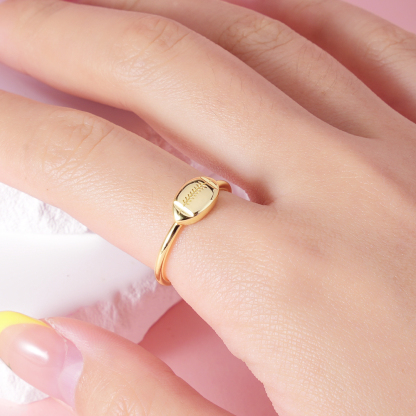 Dainty Football Ring Custom Engraved Ring