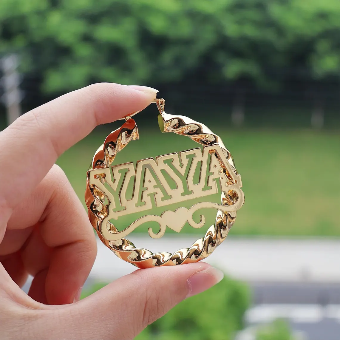 Hollow Letter Heart Name Personalized Twist Hoop Earrings