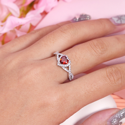 Heart Clear Promise Ring Personalized Custom Engraved Ring Valentine's Day Gift
