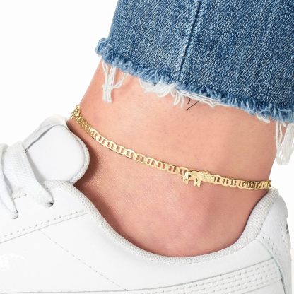 Gold Plated Flat Marine Chain Elephant Anklet