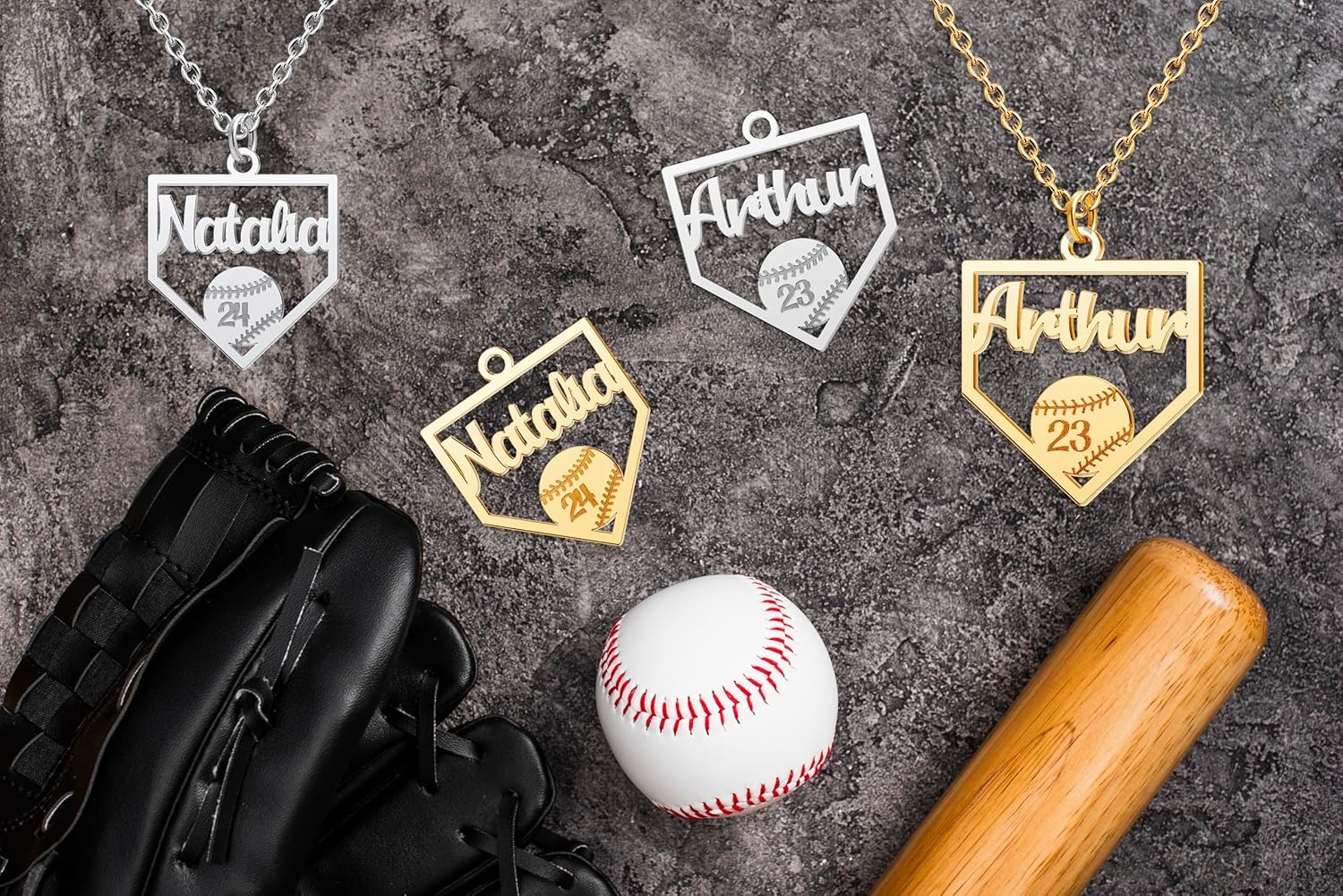 Gold Plated Pugster Custom Baseball Necklace