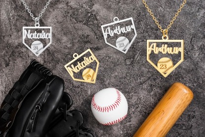 Gold Plated Pugster Custom Baseball Necklace