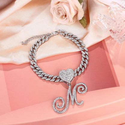 Cuban Link Chain Dainty Cute CZ Initial Anklets Personalized Cutom Initial Anklets