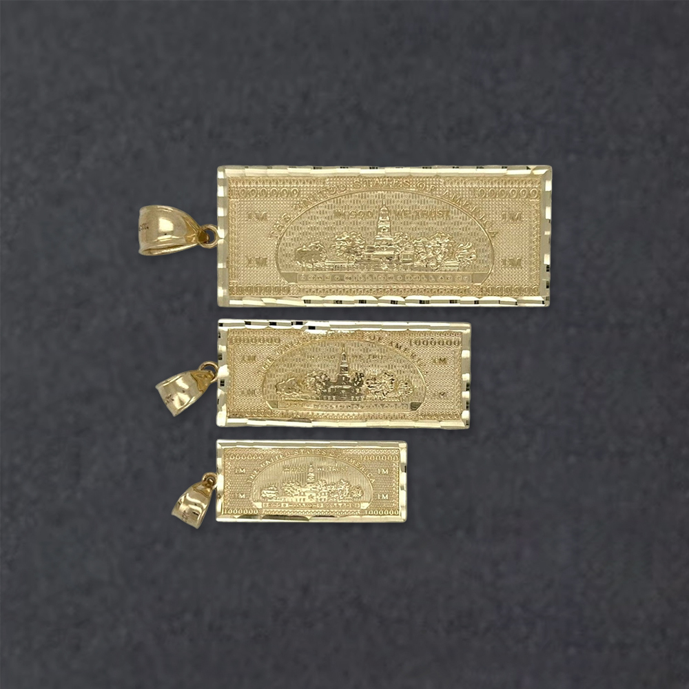 Million Dollar Bill Money Necklace Gold Plated
