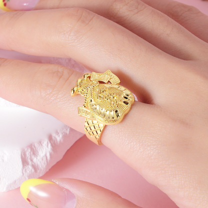 Diamond Cut Money Bag Luck Ring Custom Engraved Ring