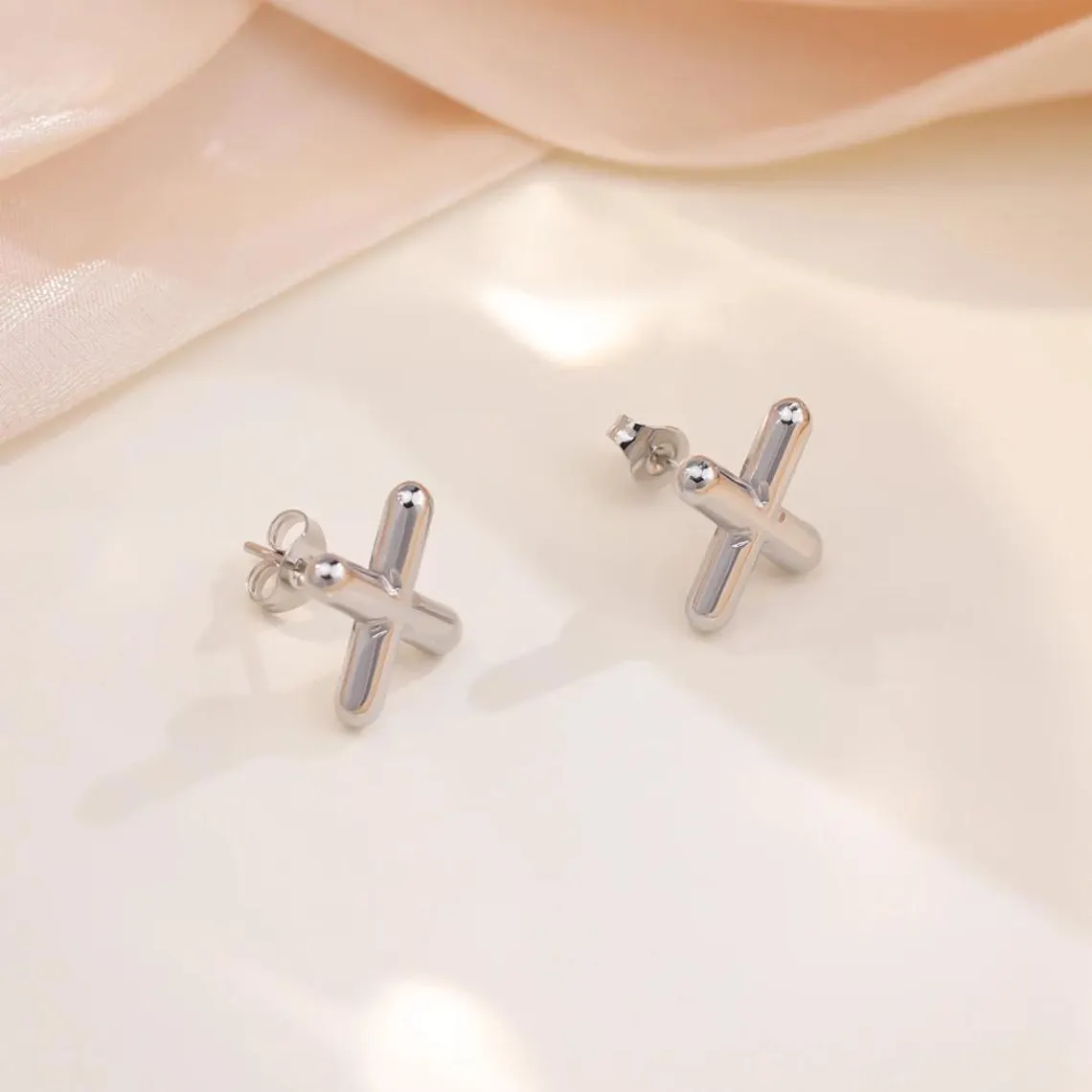 Bubble Letter Custom Initial Stud Earrings Gold Plated