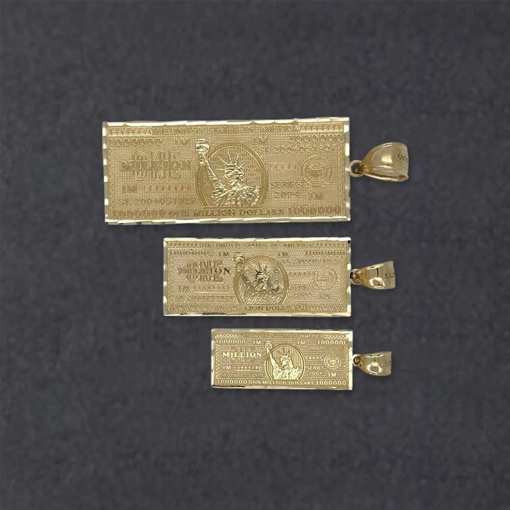 Million Dollar Bill Money Necklace Gold Plated