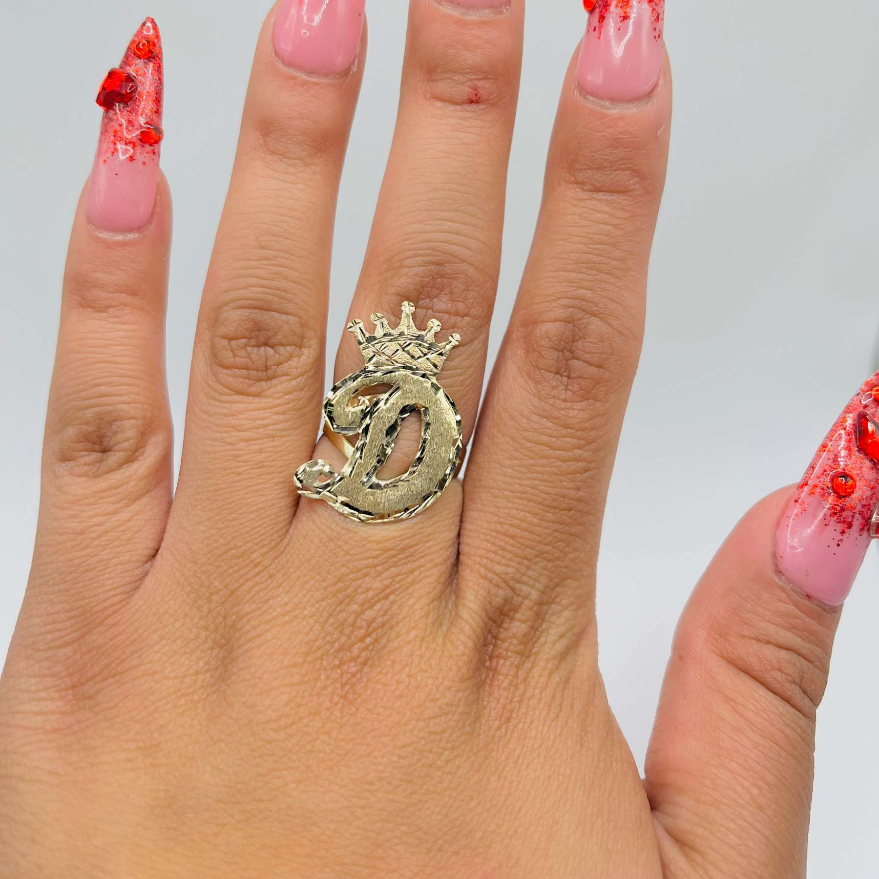 Gold Plated Custom Crown Initial Ring
