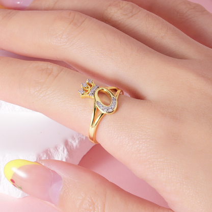 Zircon Crown Initial Personalized Letter Ring