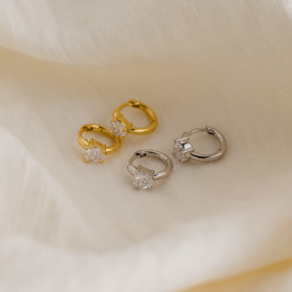 Heart Birthstone Personalized Hoop Earrings Huggie Earrings