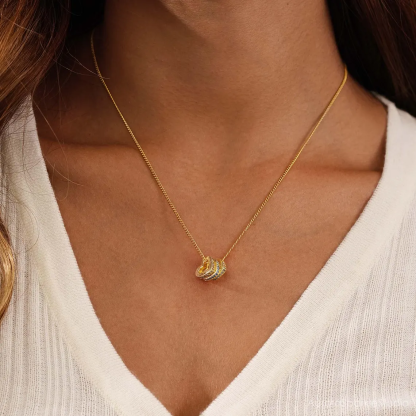 Custom 1-4 Birthstone Hearts Engraved Name Family Necklace