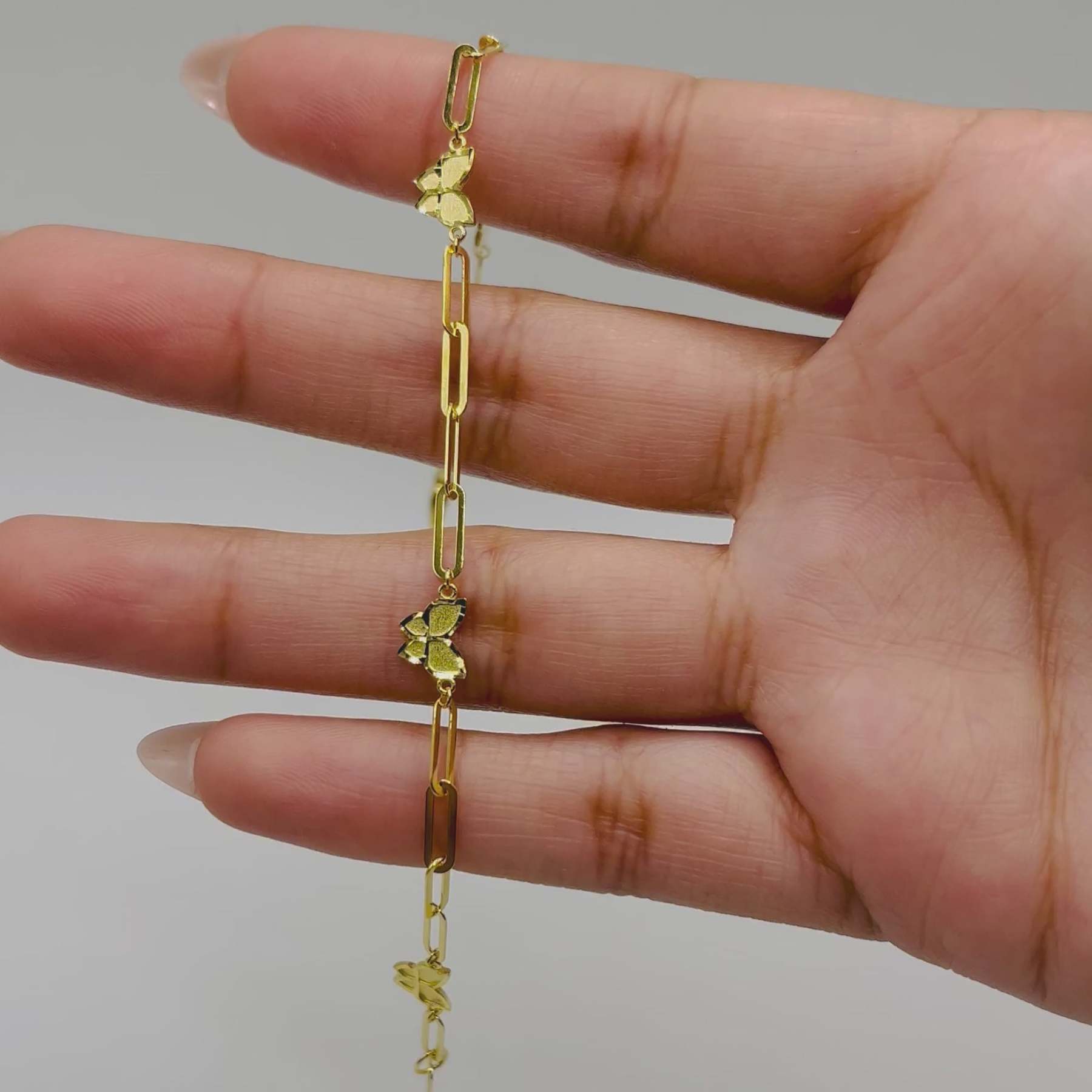 Gold Designer Bracelet - Paperclip Butterfly
