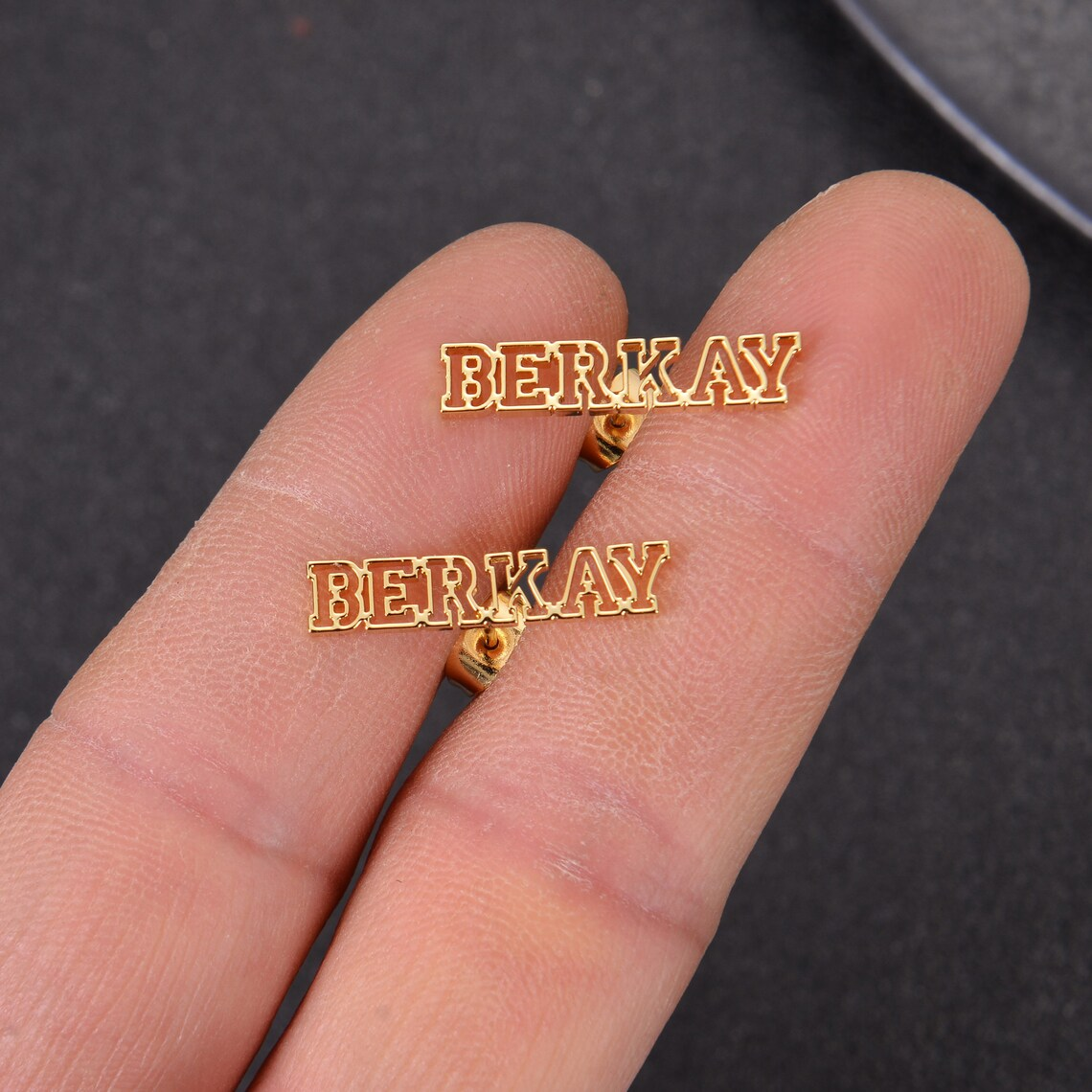 Personalized Hollow Cutout Bold Name Letter Stud Earrings