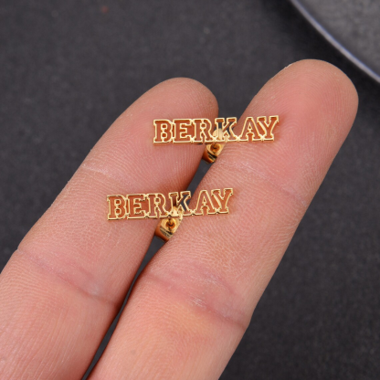 Personalized Hollow Cutout Bold Name Letter Stud Earrings