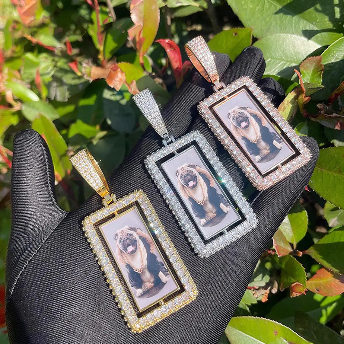 Cuban Chain Custom Iced Out CZ Bling Square Photo Necklace