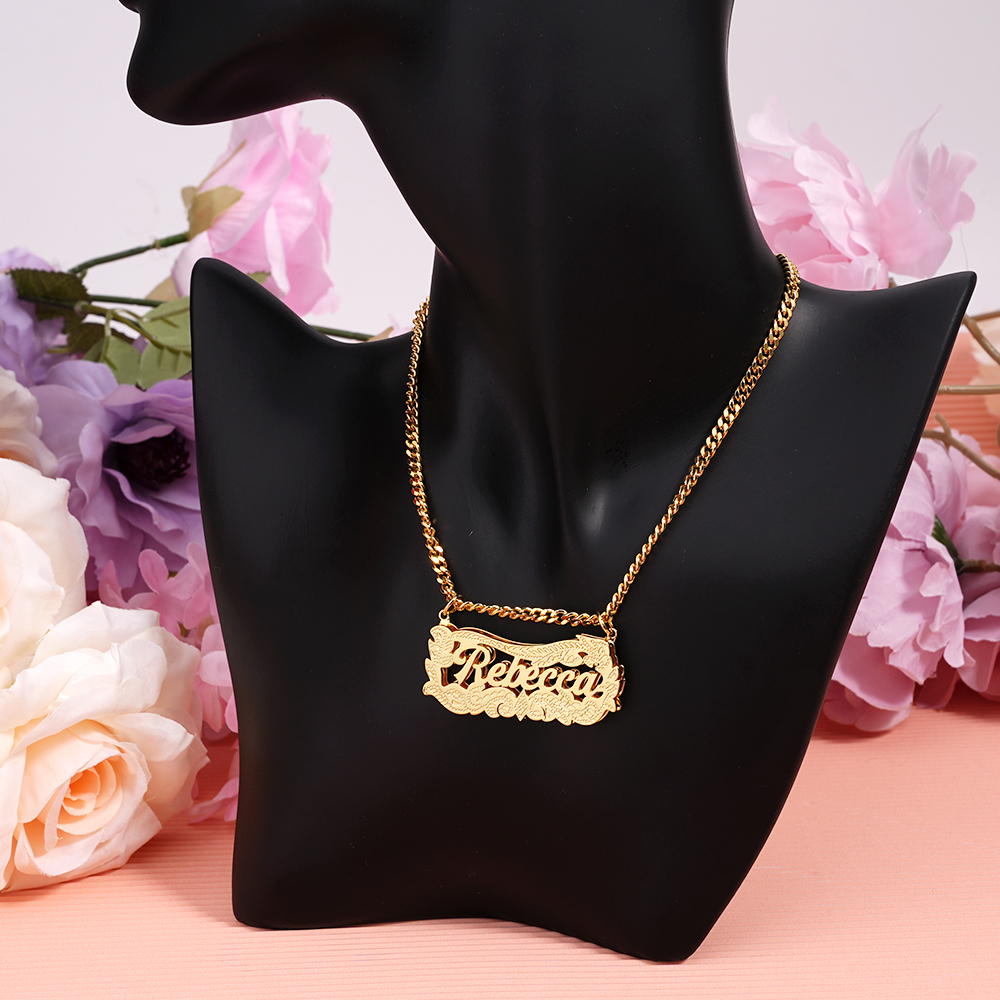 Double Plate Personalized Custom Gold Plated Name Necklace