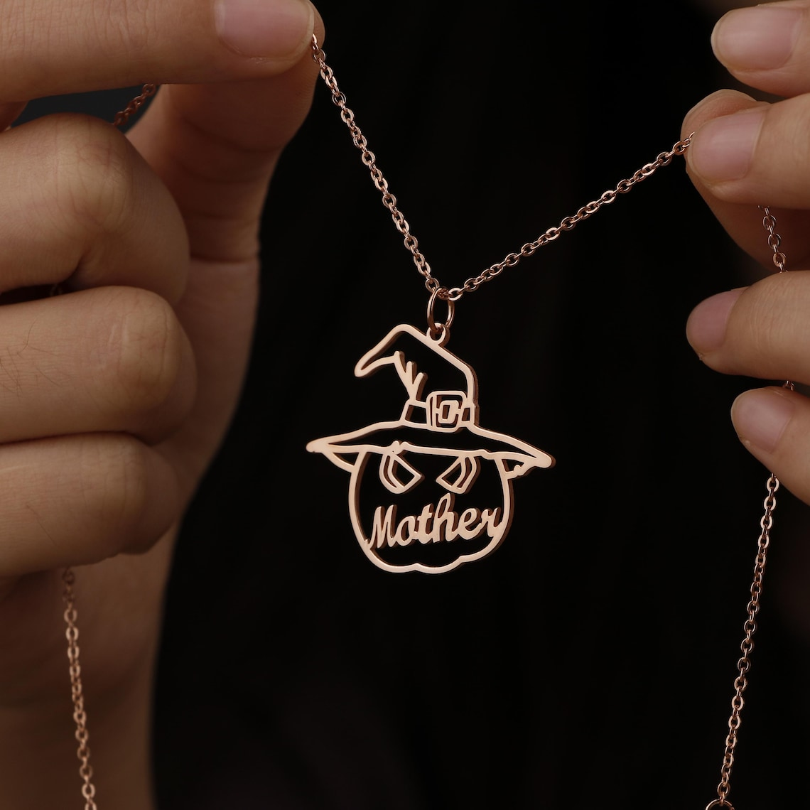 Halloween Personalized Pumpkin Pendant Nameplate Necklace
