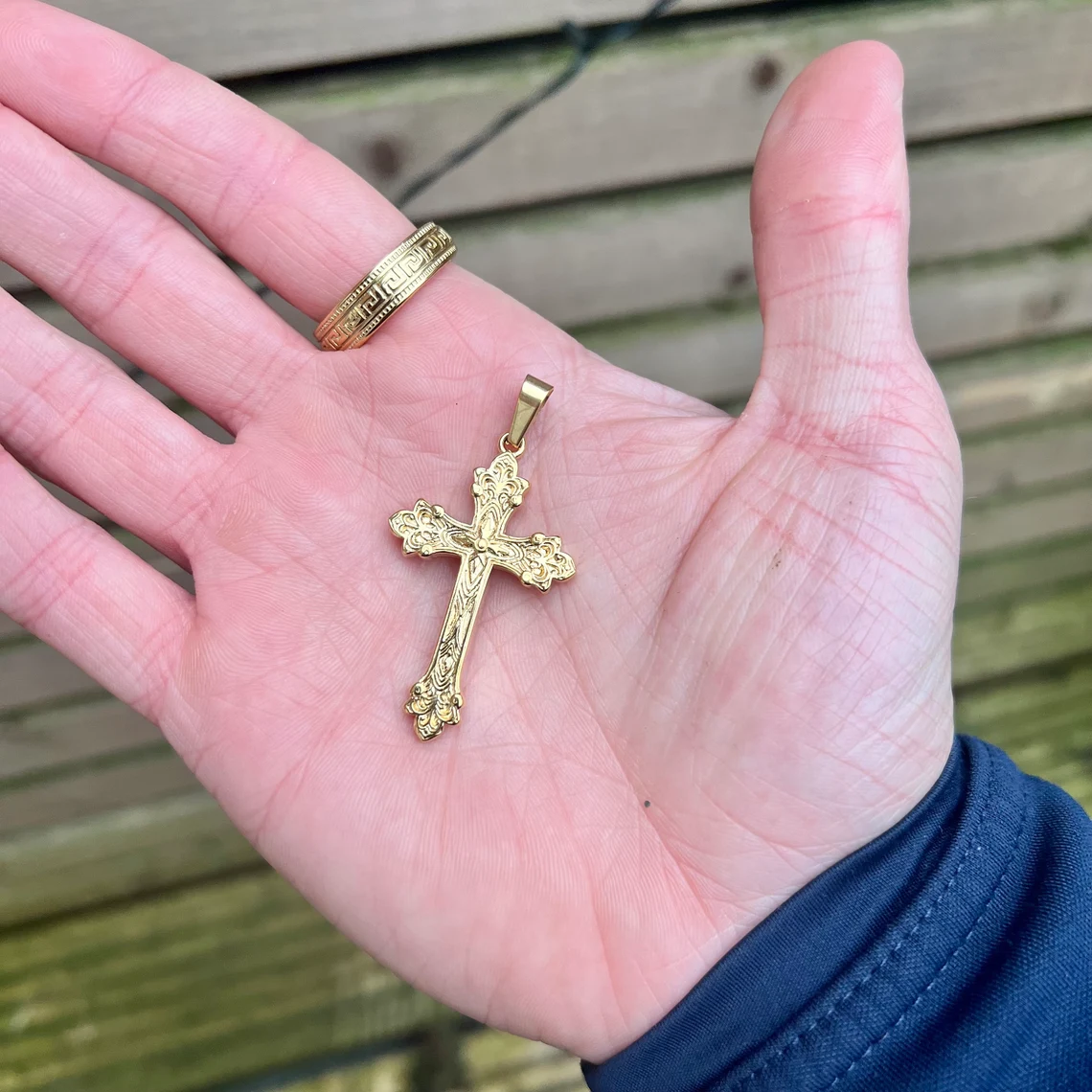 Vintage Style Mens Big Cross Crucifix Pendant Pendant Necklace