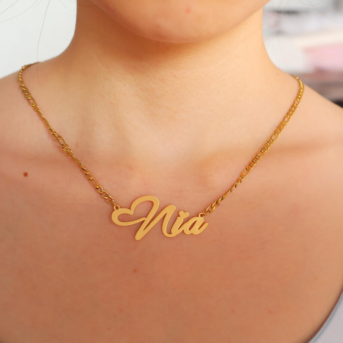Heart Nameplate Personalized Necklace