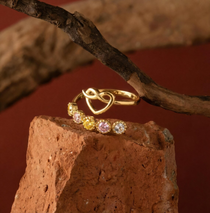 Personalized Heart with Birthstone Ring Multi-Stone Heart Ring