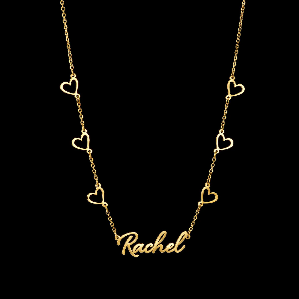 Personalized Gold Plated Heart Pendants Nameplate Necklace