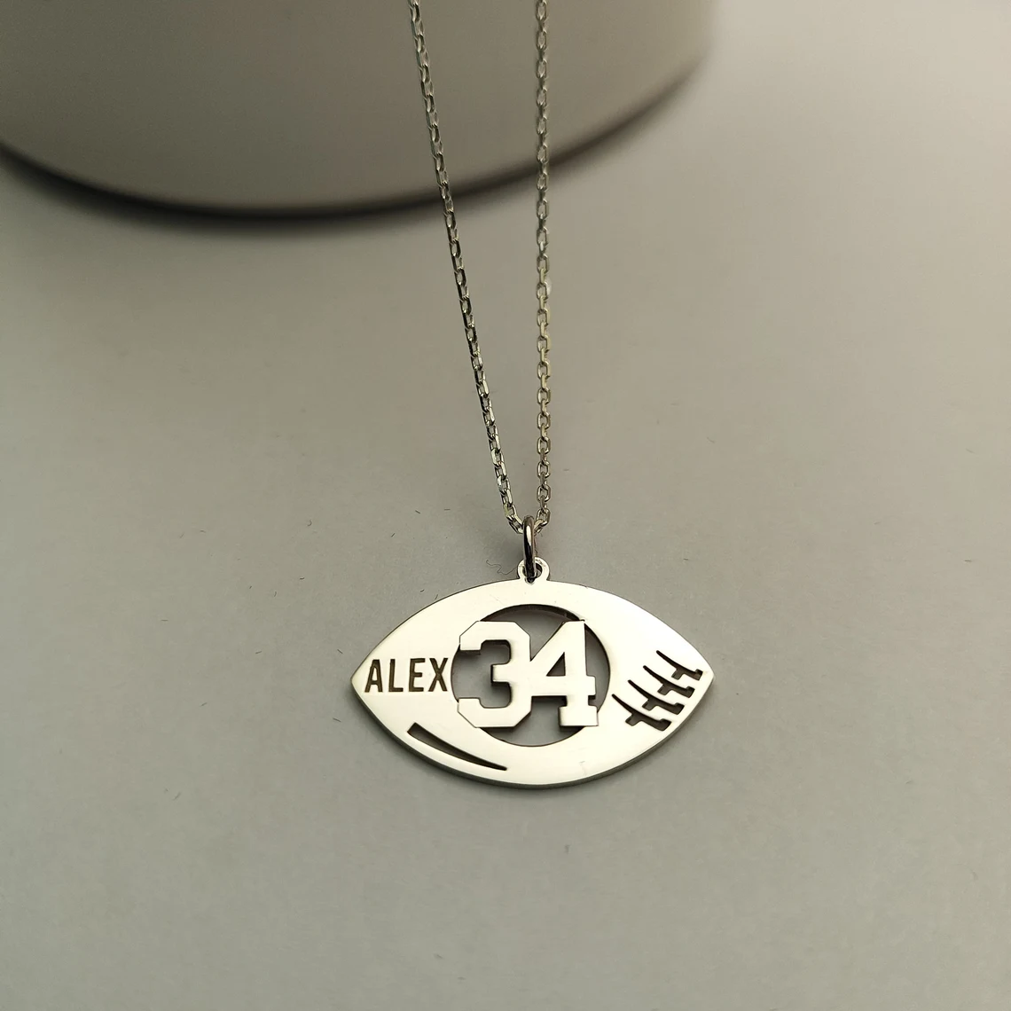 Personalized Football Jersey Number Name Necklace