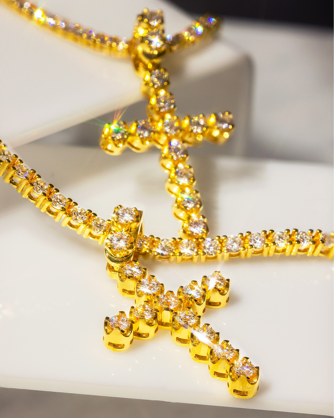 Tennis Chain Zircon Cross Necklace Christian Jewelry