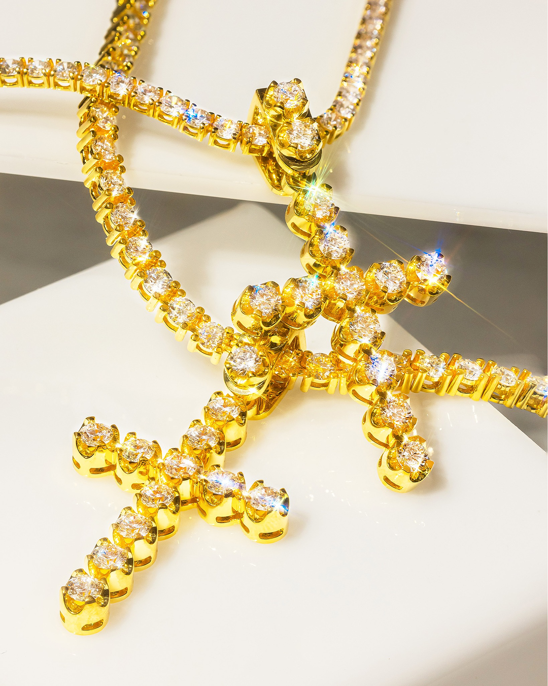 Tennis Chain Zircon Cross Necklace Christian Jewelry