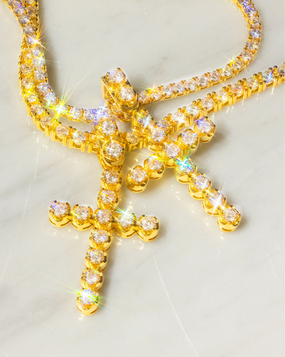 Tennis Chain Zircon Cross Necklace Christian Jewelry