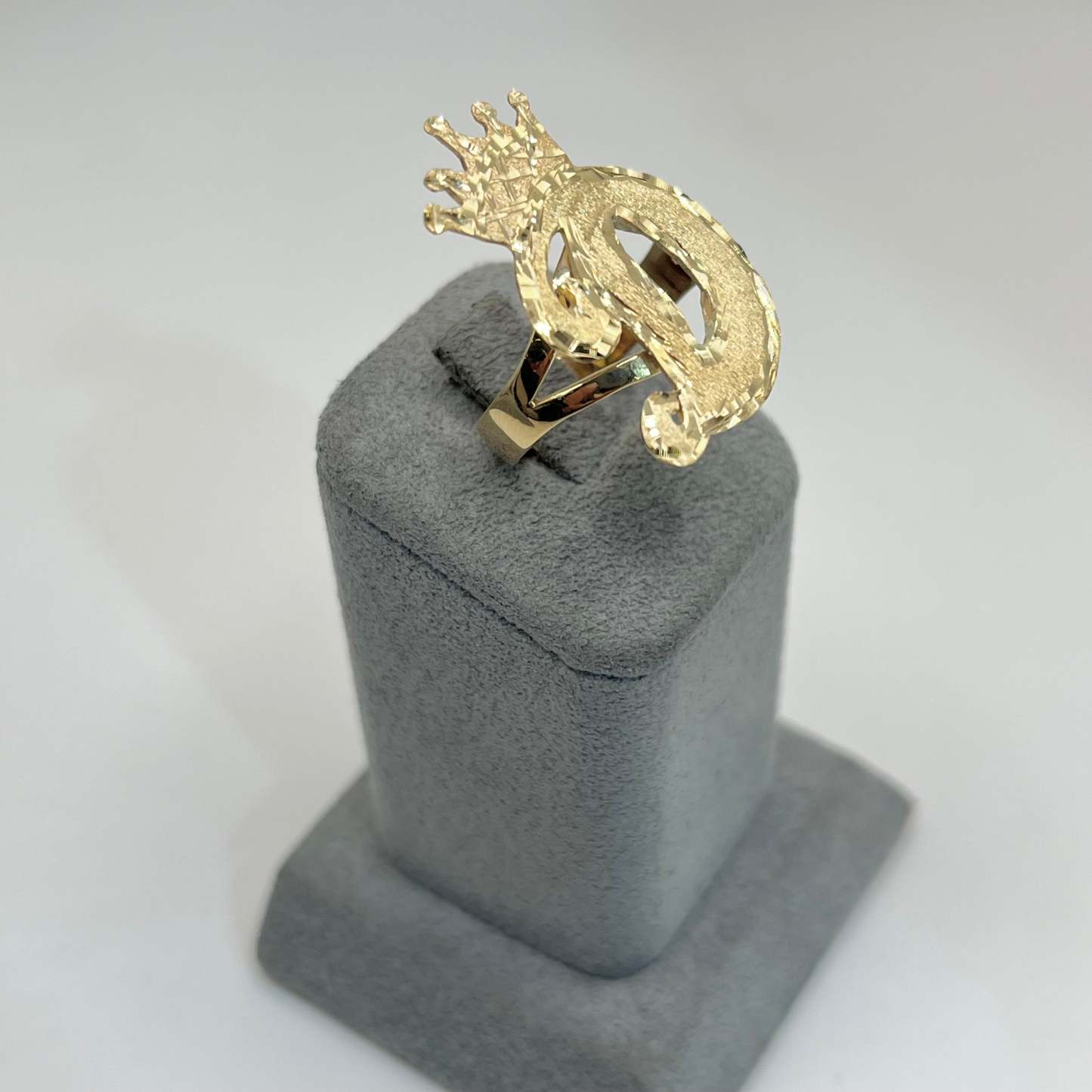 Gold Plated Custom Crown Initial Ring