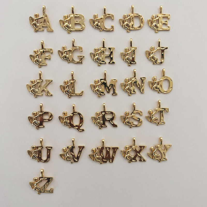 Angel Letter Pendant Custom Gold Plated Initial Necklace